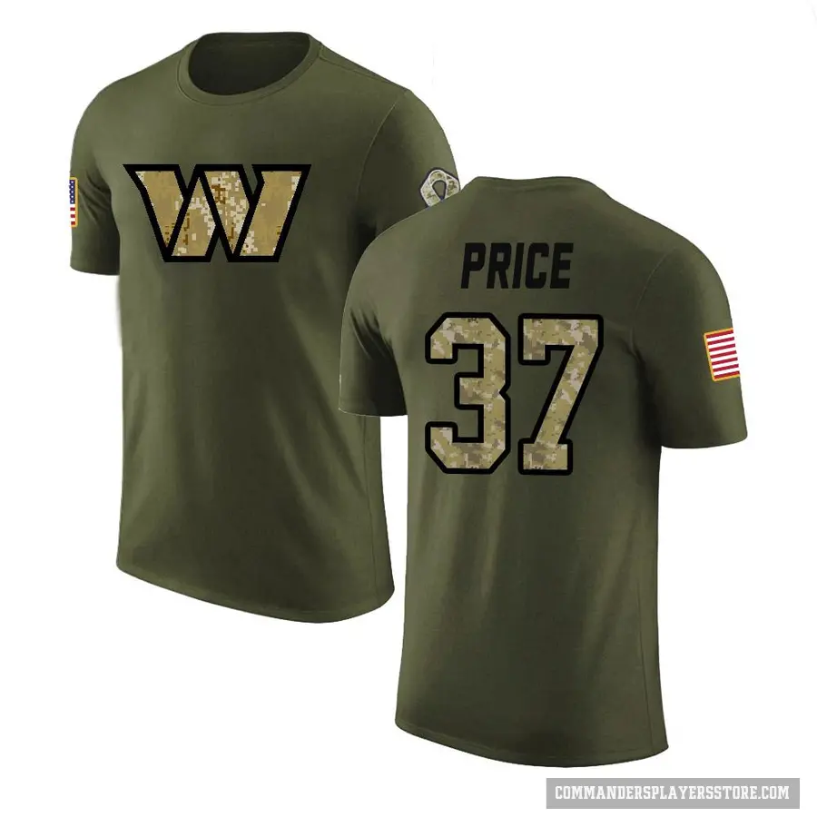 Youth ＃37 Bobby Price Washington Commanders Olive Salute to Service T-Shirt