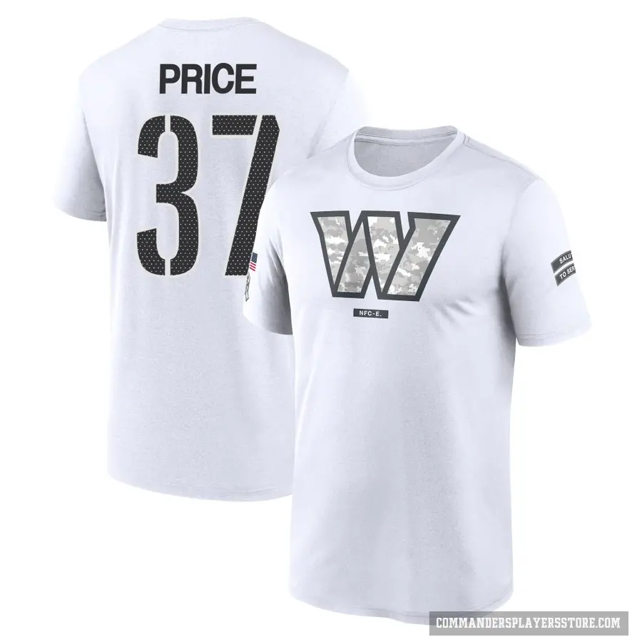 Youth ＃37 Bobby Price Washington Commanders White 2024 Salute to Service Performance T-Shirt