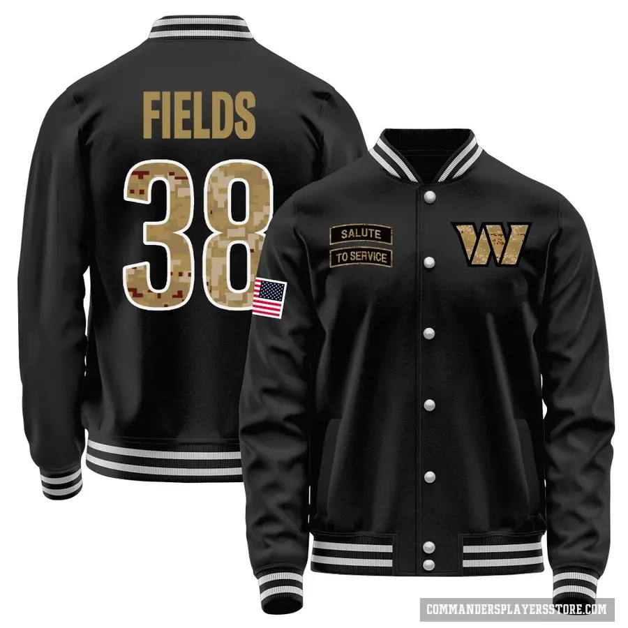 Youth ＃38 DaMarcus Fields Washington Commanders Black Salute to Service Sideline Performance Jacket