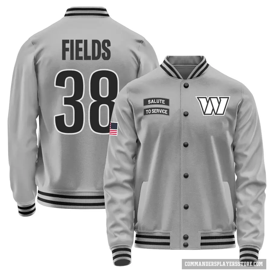 Youth ＃38 DaMarcus Fields Washington Commanders Gray Salute to Service Performance Jacket