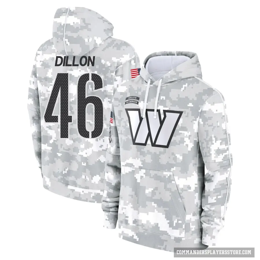 Youth ＃46 Brandon Dillon Washington Commanders Arctic Camo 2024 Salute to Service Club Fleece Pullover Hoodie