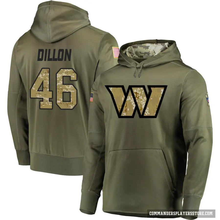 Youth ＃46 Brandon Dillon Washington Commanders Olive Salute to Service Pullover Hoodie