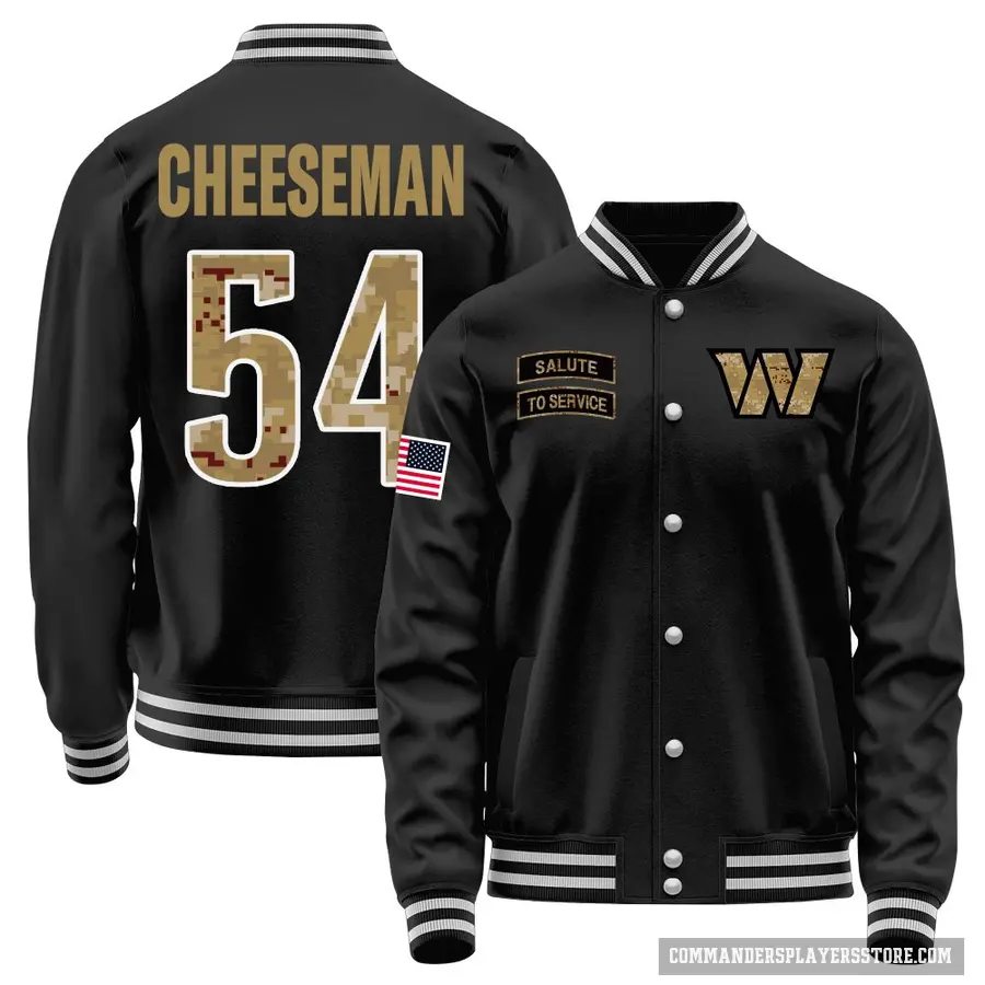 Youth ＃54 Camaron Cheeseman Washington Commanders Black Salute to Service Sideline Performance Jacket