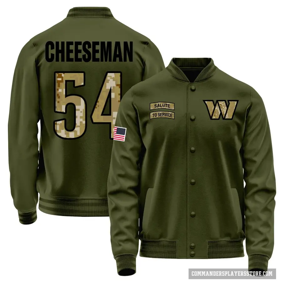 Youth ＃54 Camaron Cheeseman Washington Commanders Olive Salute to Service Sideline Performance Jacket