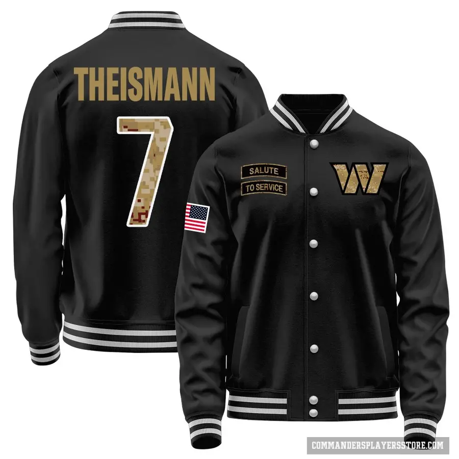 Youth ＃7 Joe Theismann Washington Commanders Black Salute to Service Sideline Performance Jacket