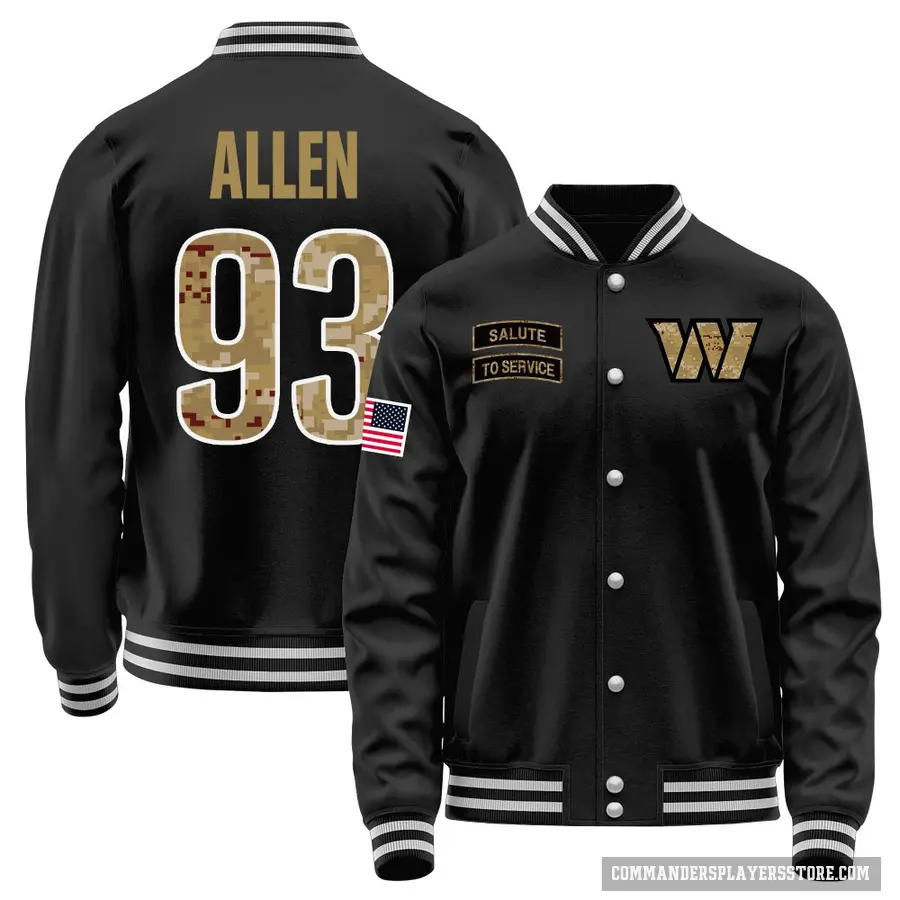 Youth ＃93 Jonathan Allen Washington Commanders Black Salute to Service Sideline Performance Jacket