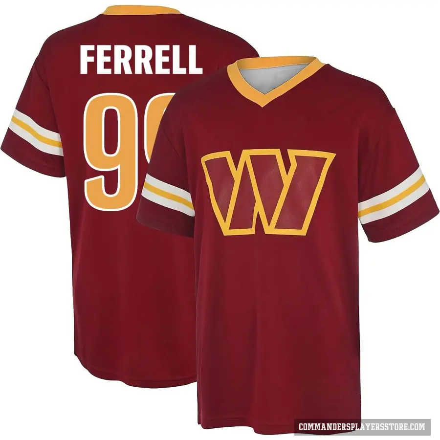 Youth ＃99 Clelin Ferrell Washington Commanders Red Game Day V-Neck T-Shirt